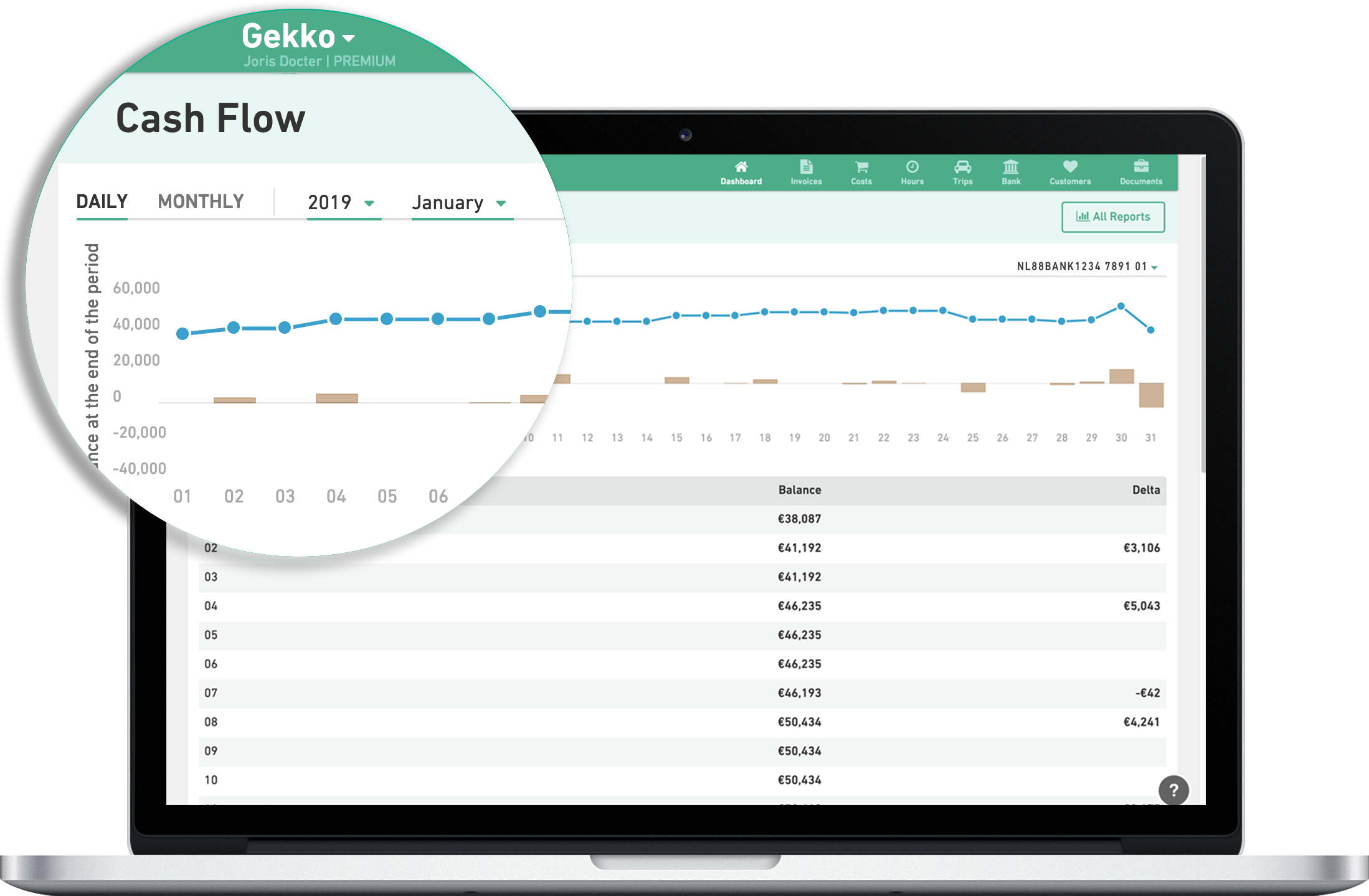 Cash flow report